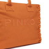 Borsa shopper Beach in canvas con logo 106673 A3A4A76 PINKO 