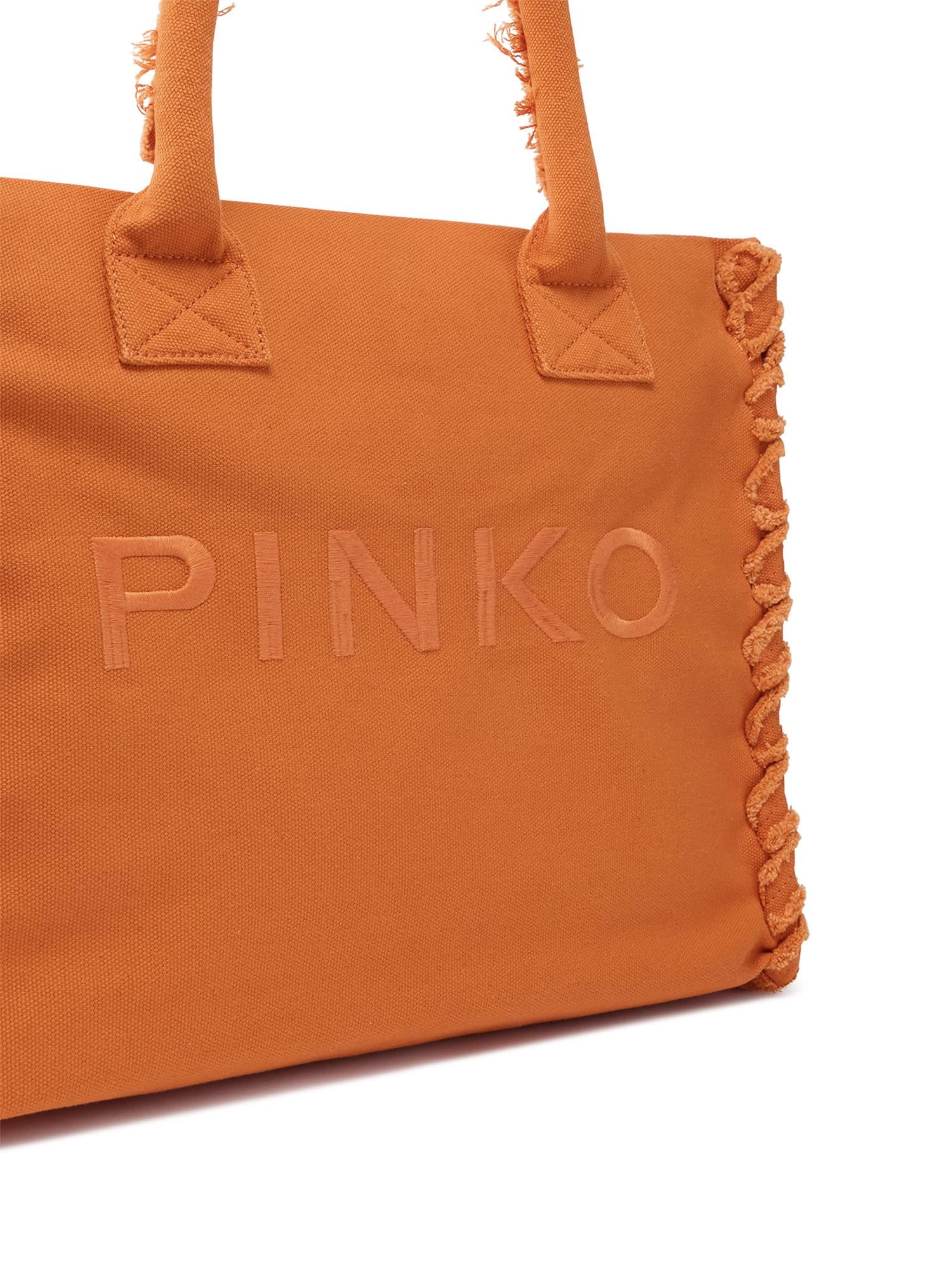 Borsa shopper Beach in canvas con logo 106673 A3A4A76 PINKO 