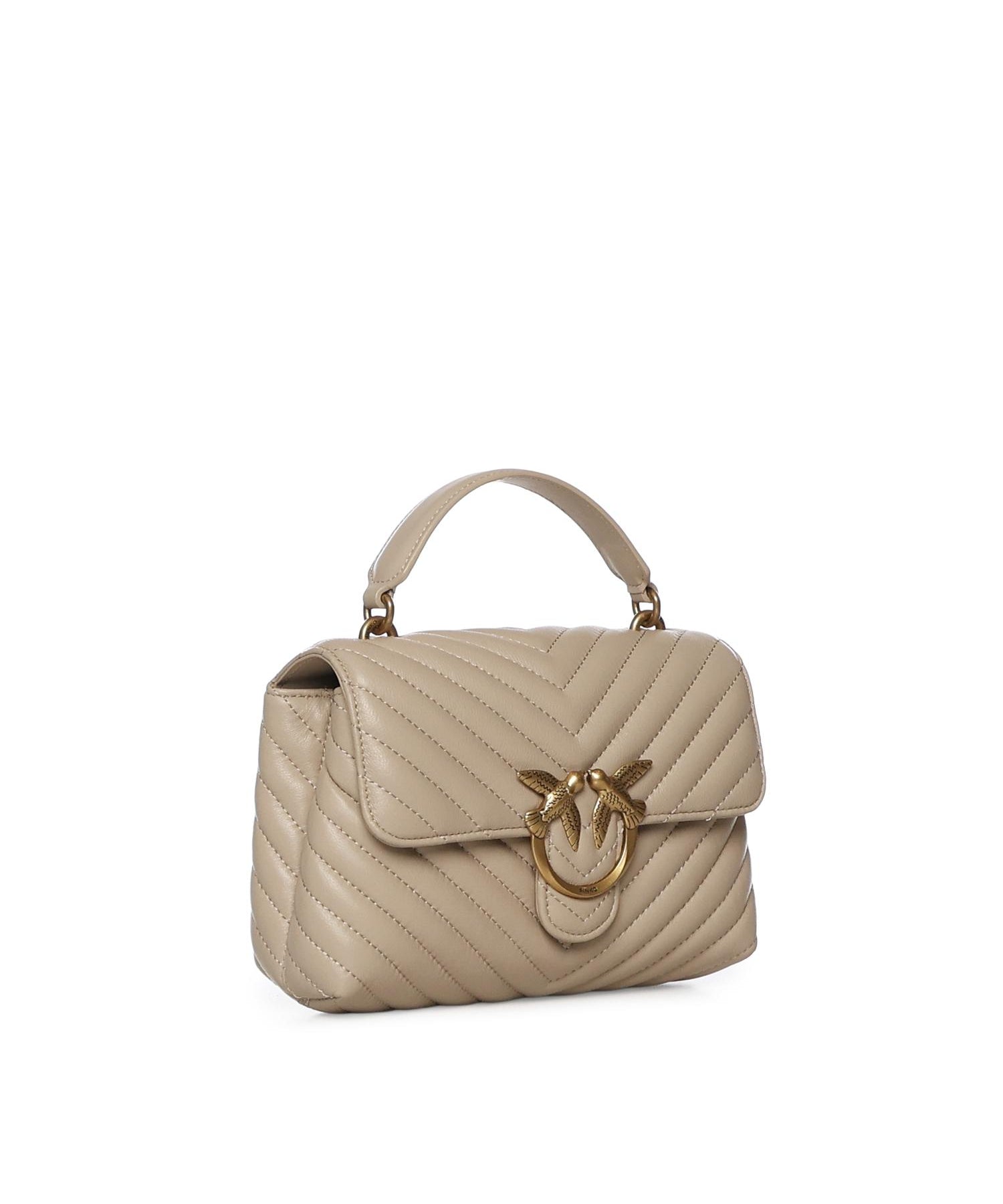 Borsa a mano media Love Bag Puff Chevron in nappa<BR/> 100043 A0GKC50Q PINKO 