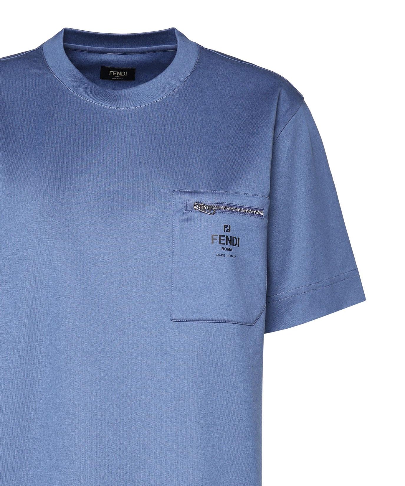 T-shirt in cotone con taschino con zip FY0936 ARYRF0GCT FENDI 
