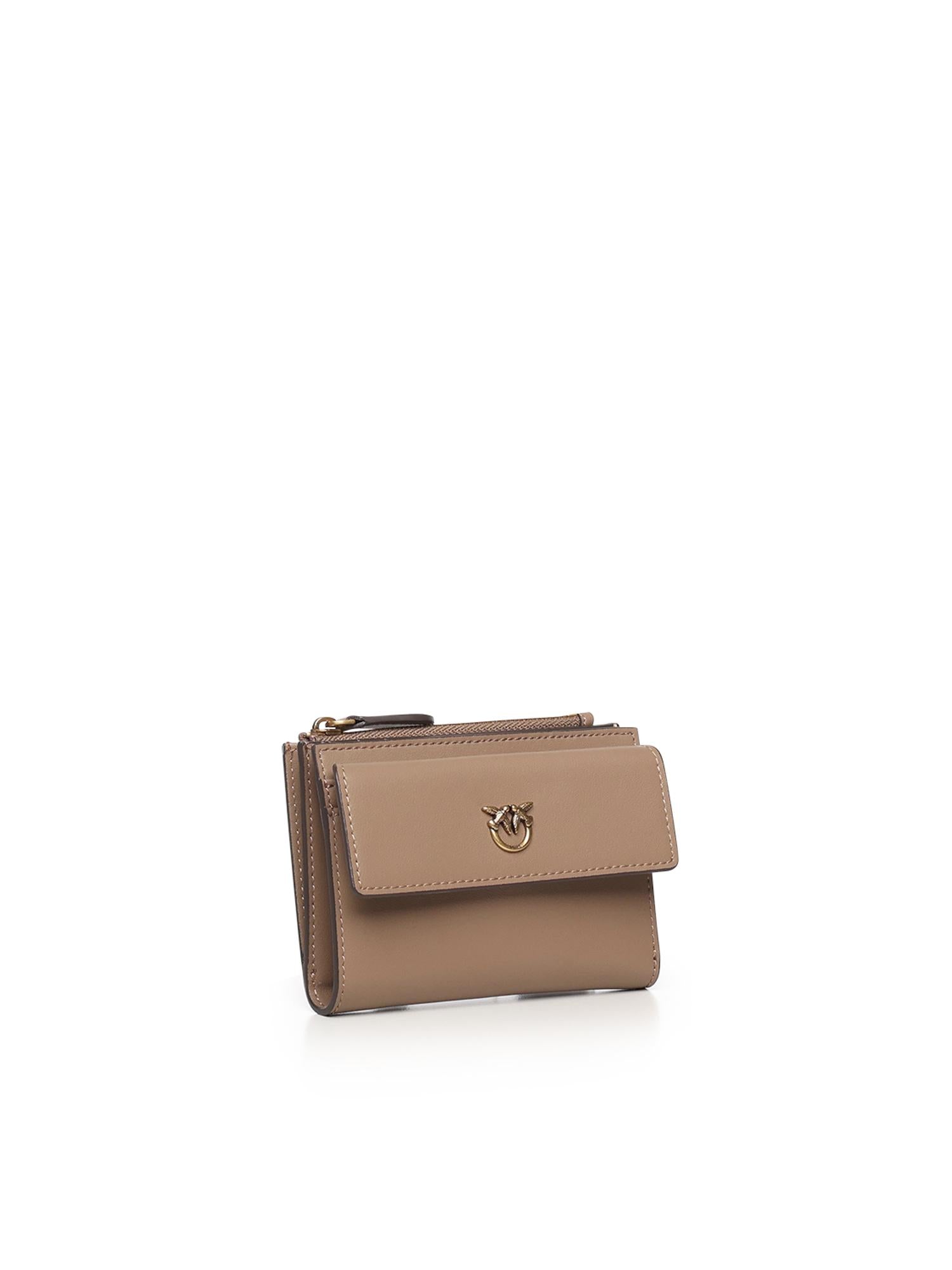 Portafoglio compatto in pelle con logo 103612 A0F1D01Q PINKO 