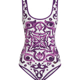 Costume intero con stampa maiolica O9A46J ONO19IP3TN DOLCE & GABBANA 