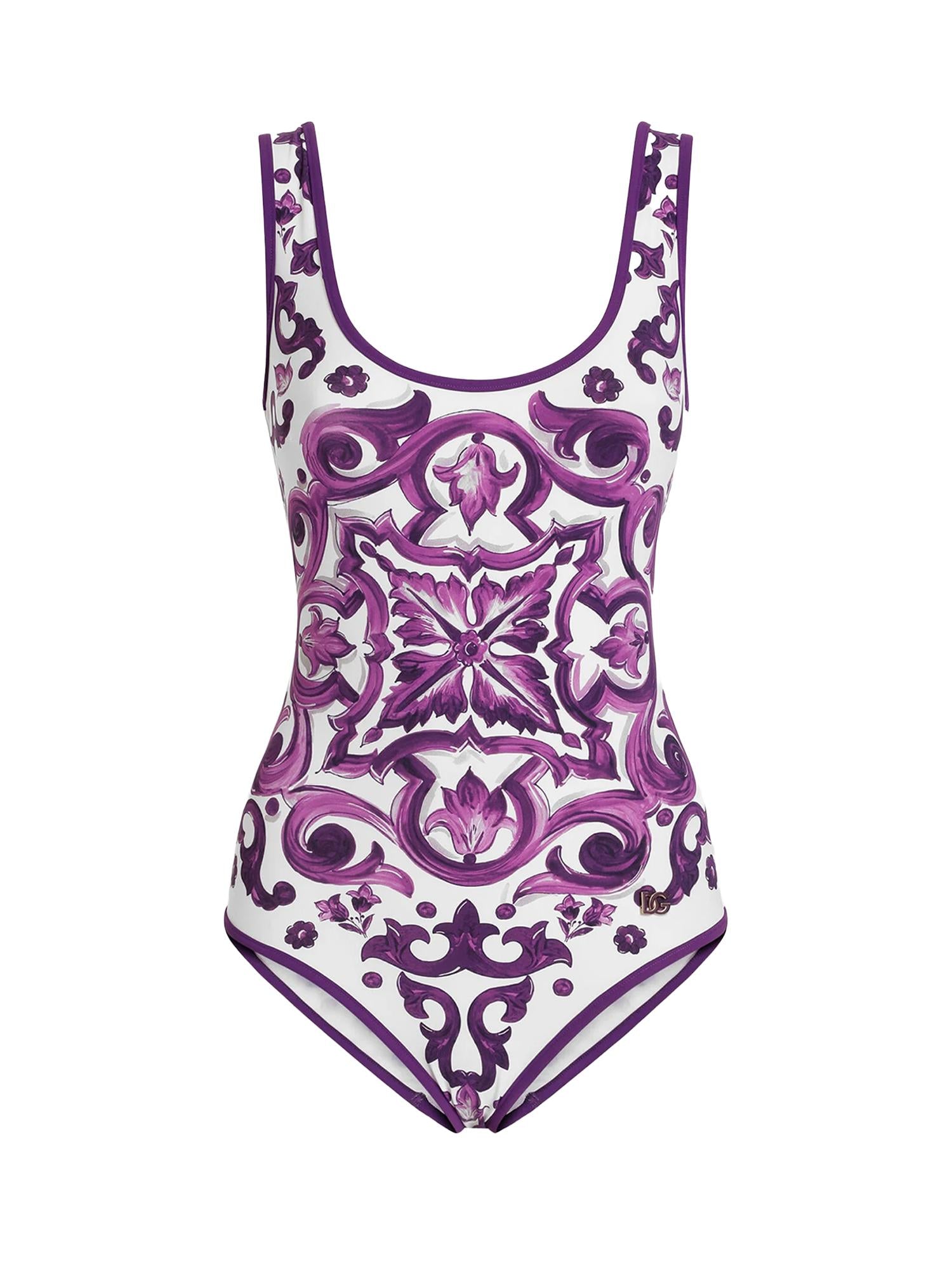 Costume intero con stampa maiolica O9A46J ONO19IP3TN DOLCE & GABBANA 