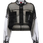 Caban cropped in organza di pura seta 106603 A2DJZ99 PINKO 