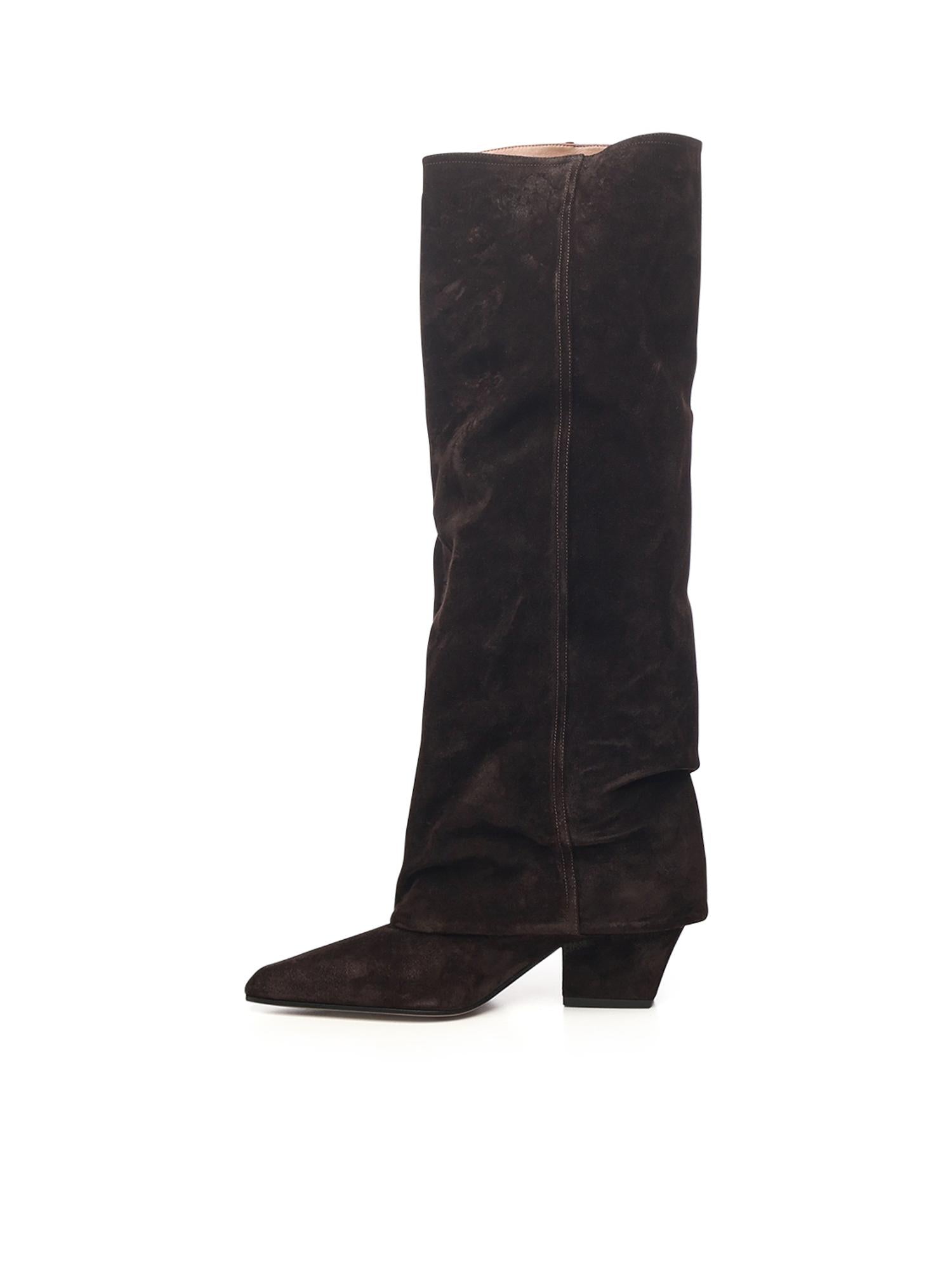 Stivali Jane Fold in pelle scamosciata <BR/> PX1803XV003 EBANO PARIS TEXAS 
