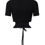T-shirt cropped in cotone con logo 226JTS256JS0203 9999 COURREGES 