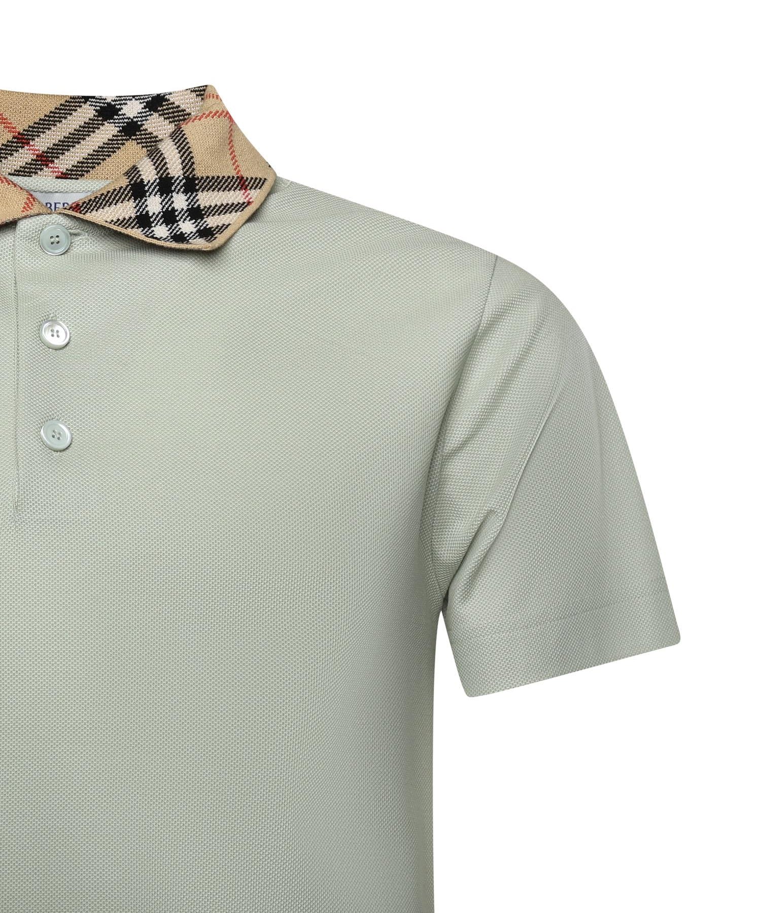 Polo in cotone con colletto Check 8118949 C4011 BURBERRY 