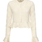 Cardigan cropped con logo e volant CHC25AMC01590 107 CHLOÉ 