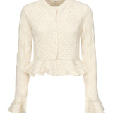 Cardigan cropped con logo e volant CHC25AMC01590 107 CHLOÉ 