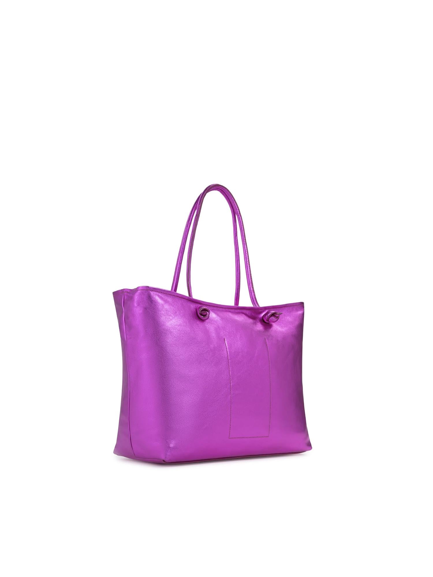 Borsa shopping in pelle con logo 73BP9VT01 LOLLI POPPOP PINK V° 73 