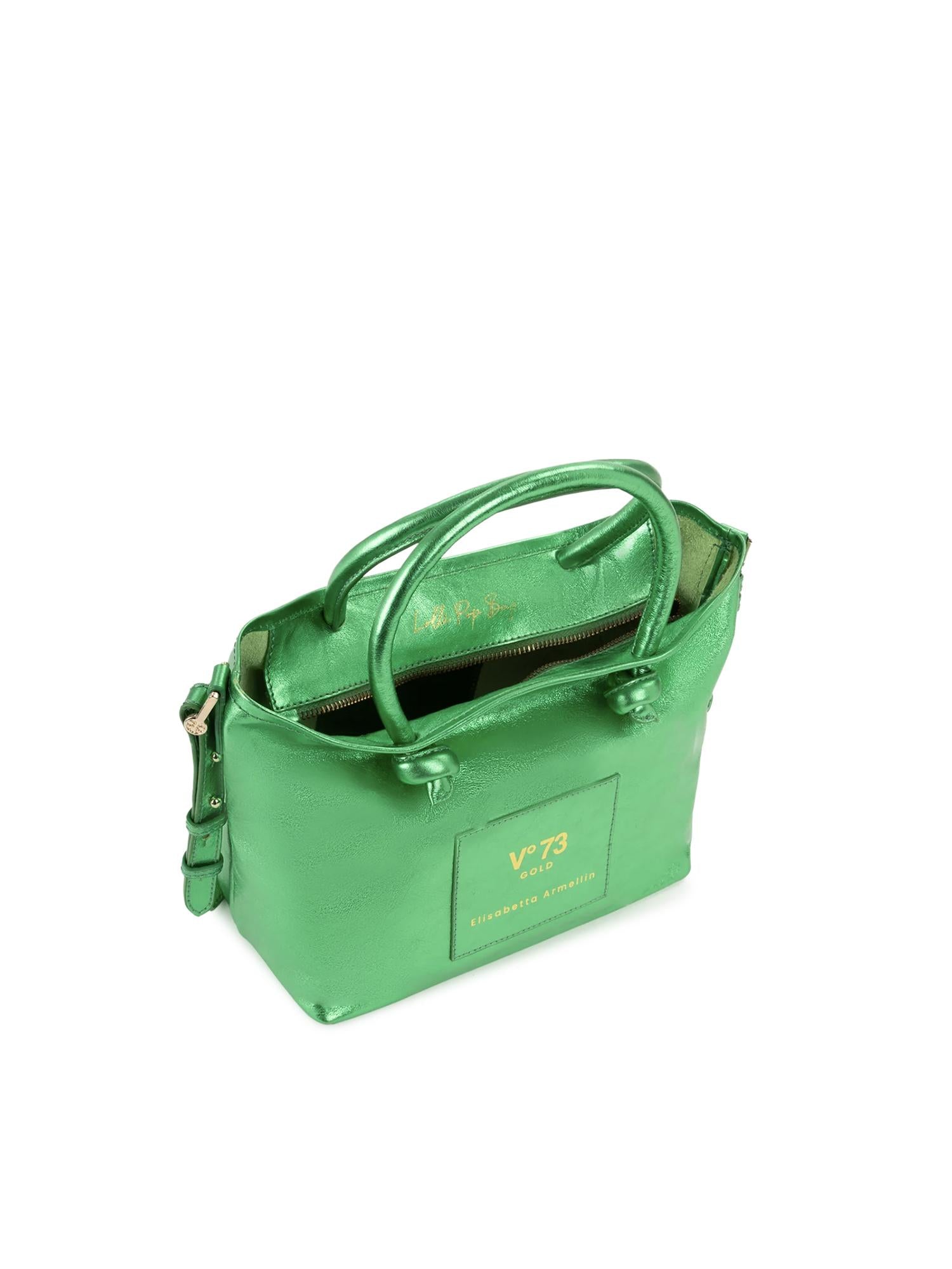 Mini bag in pelle con logo 73BP9VT02 LOLLI POPPOP GREEN V° 73 