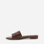 SANDALI SLIDES VICKY IN PELLE STAMPA COCCO<BR/> VICKY COCCOMARRONE GIULIANO GALIANO 