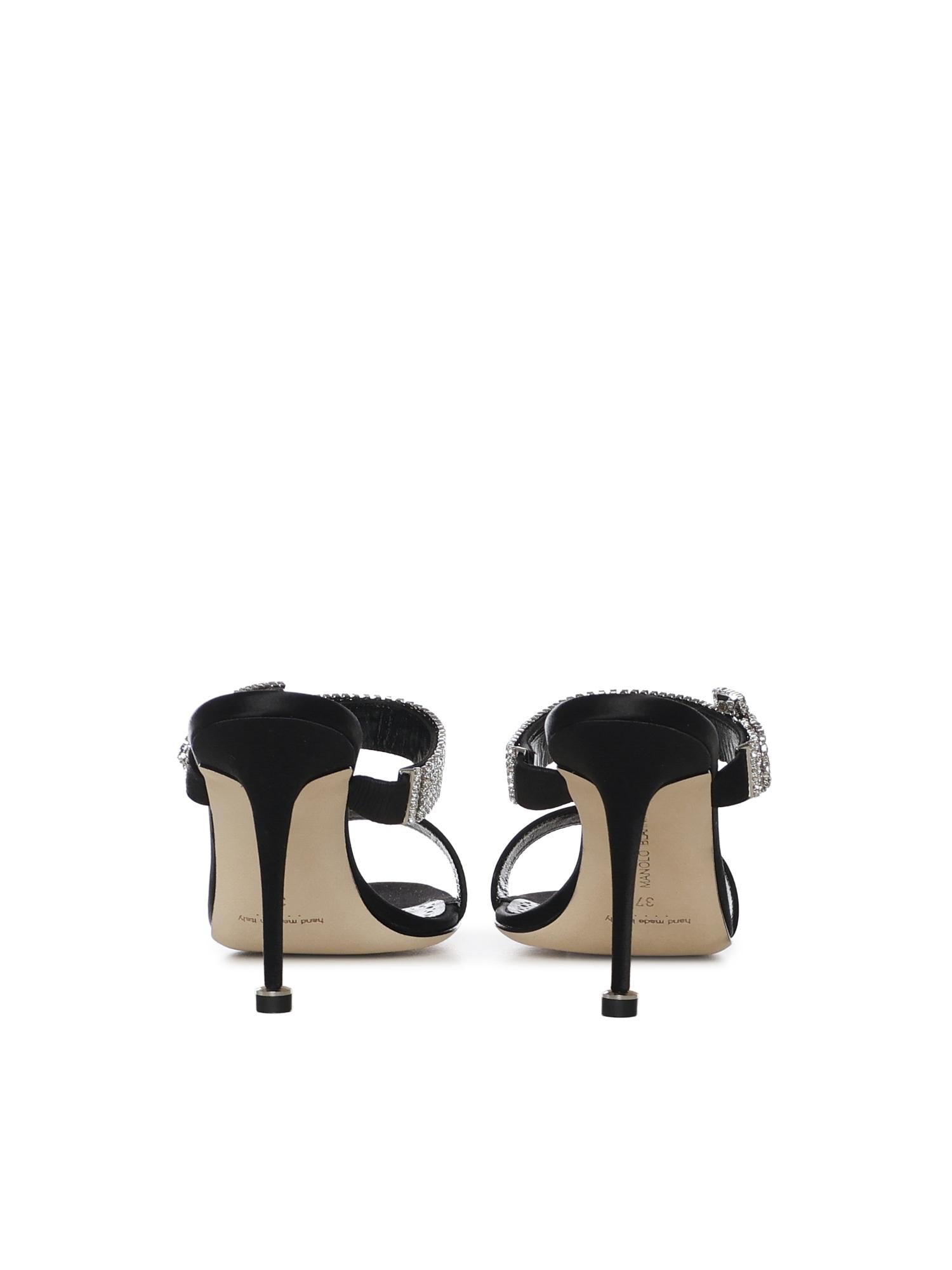 Mules Fibolta in raso con cristalli 1263118 0015 MANOLO BLAHNIK 