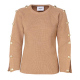 Maglioncino con bottoni decorativi oro MMDMA4055 CAMMELLO MARIUCCIA Milano 