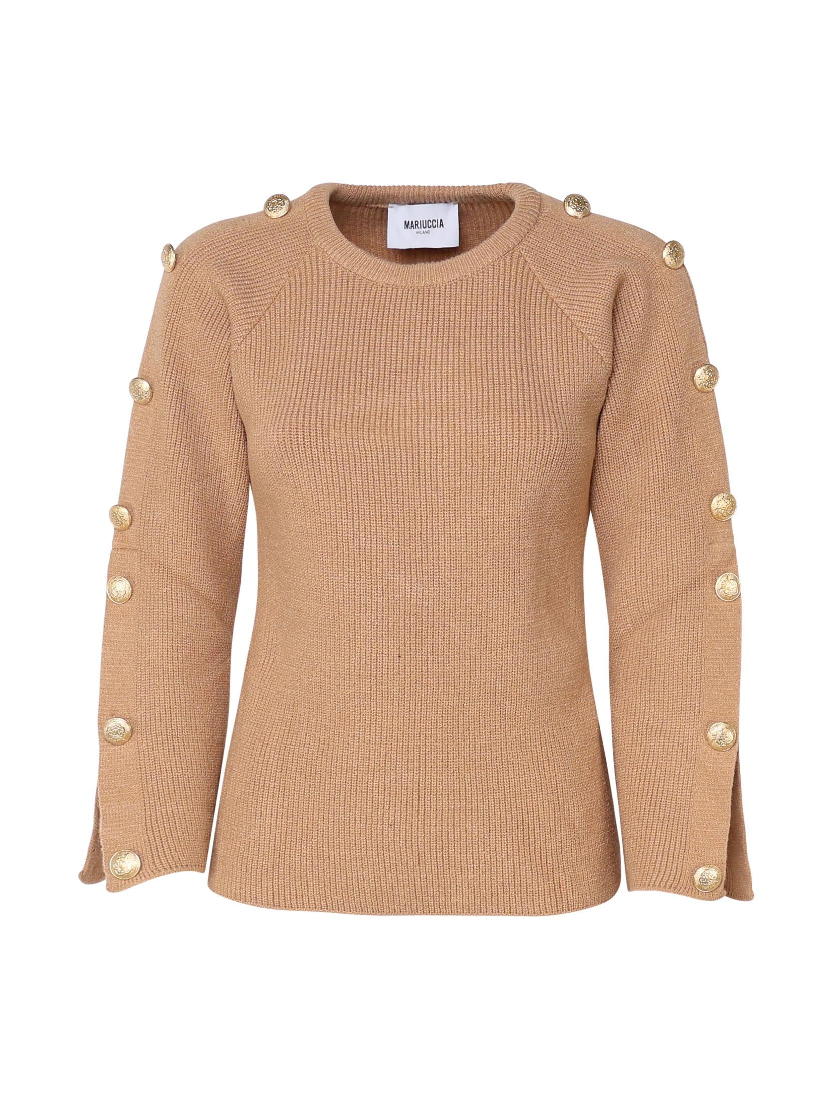 Maglioncino con bottoni decorativi oro MMDMA4055 CAMMELLO MARIUCCIA Milano 