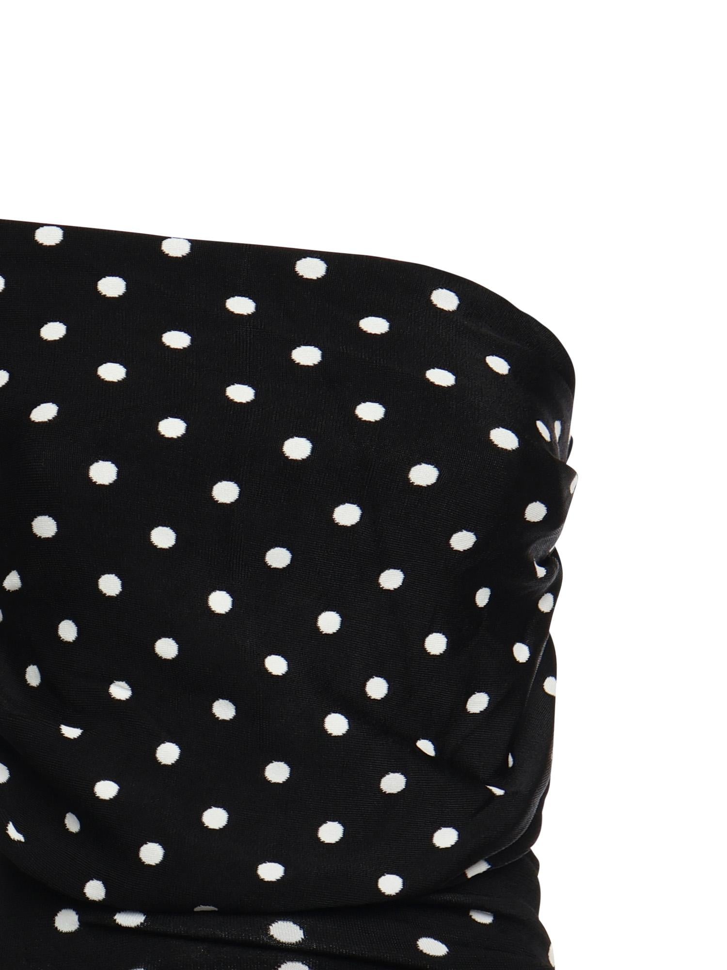 Abito midi in maglia drappeggiata a pois <BR/> RS26108MA B SELF-PORTRAIT 