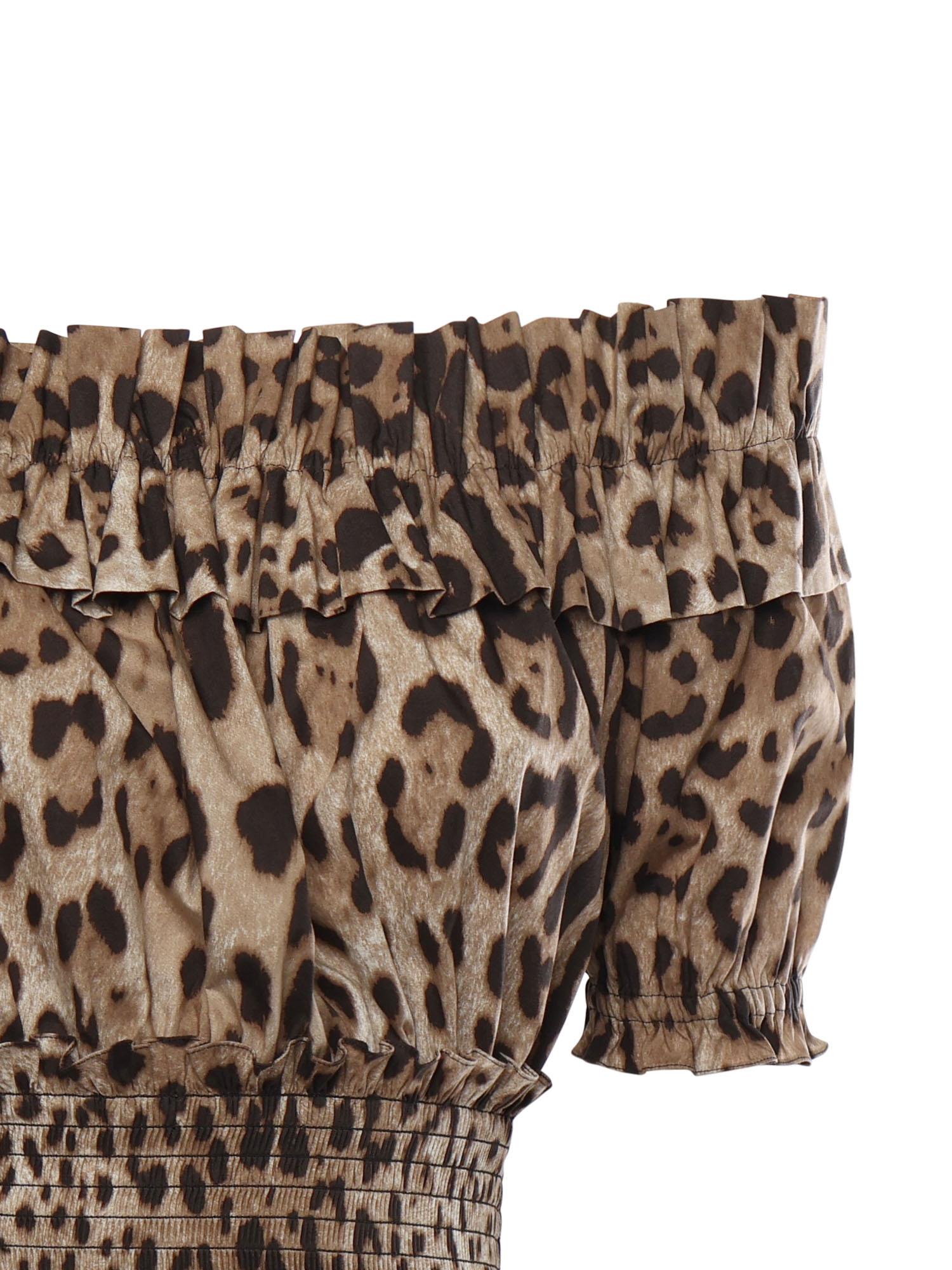 Abito corto in popeline con stampa leopardo F6A0UT HS5E3HY13M DOLCE & GABBANA 