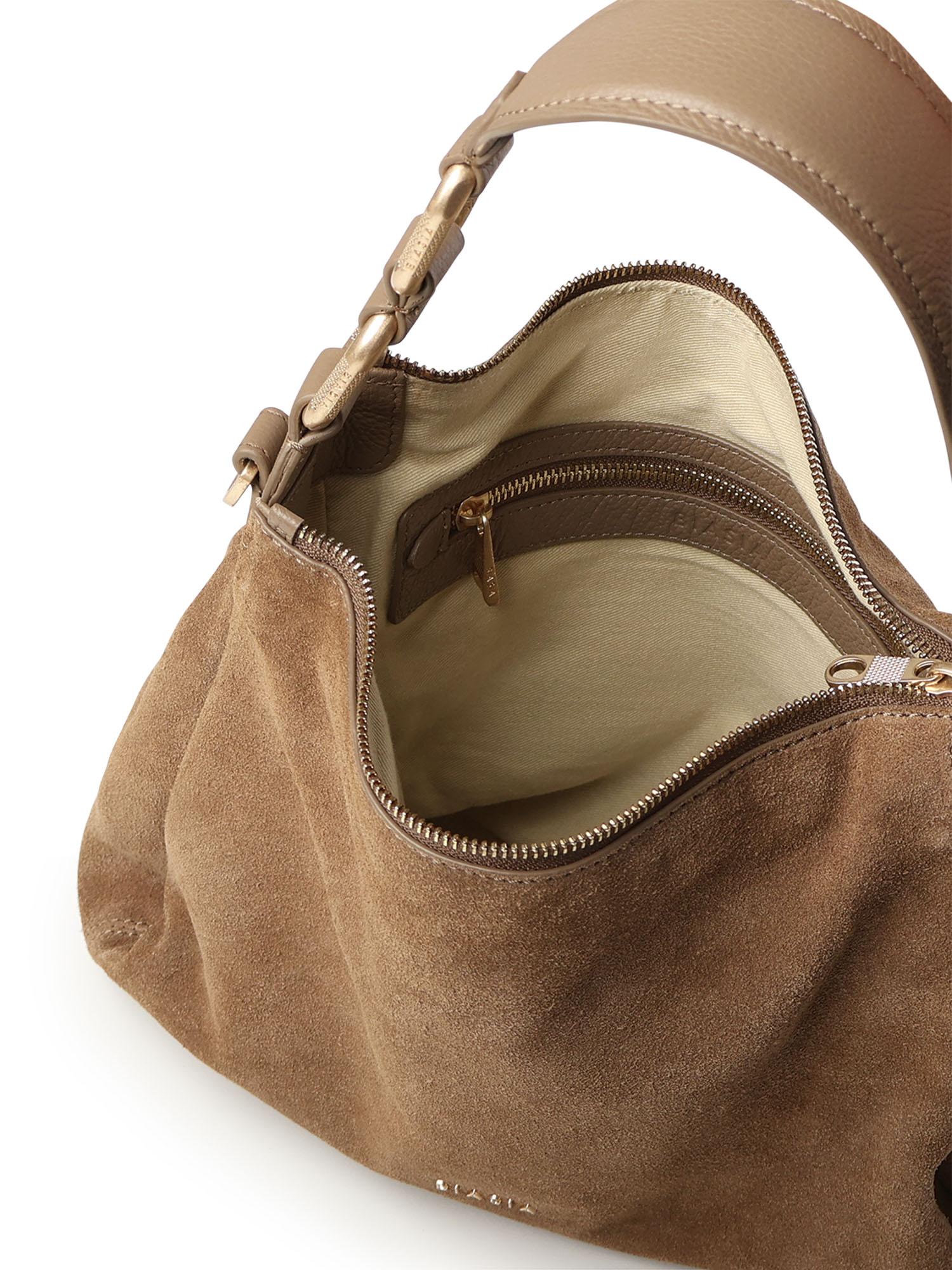Borsa a spalla in camoscio BIBP9DP01C TAUPE BIASIA 