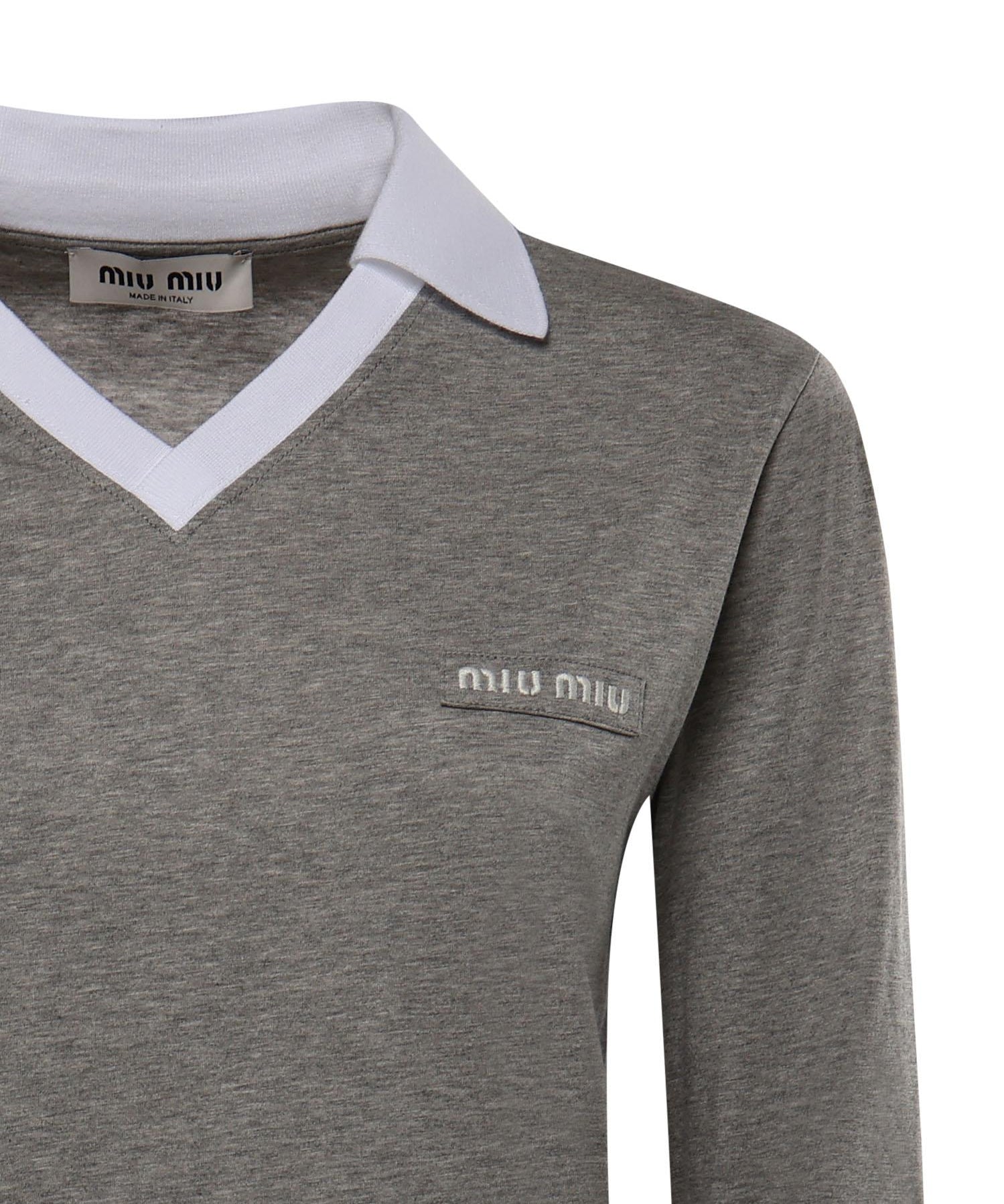 T-shirt in jersey con logo MJLA57 192QF052N MIU MIU 