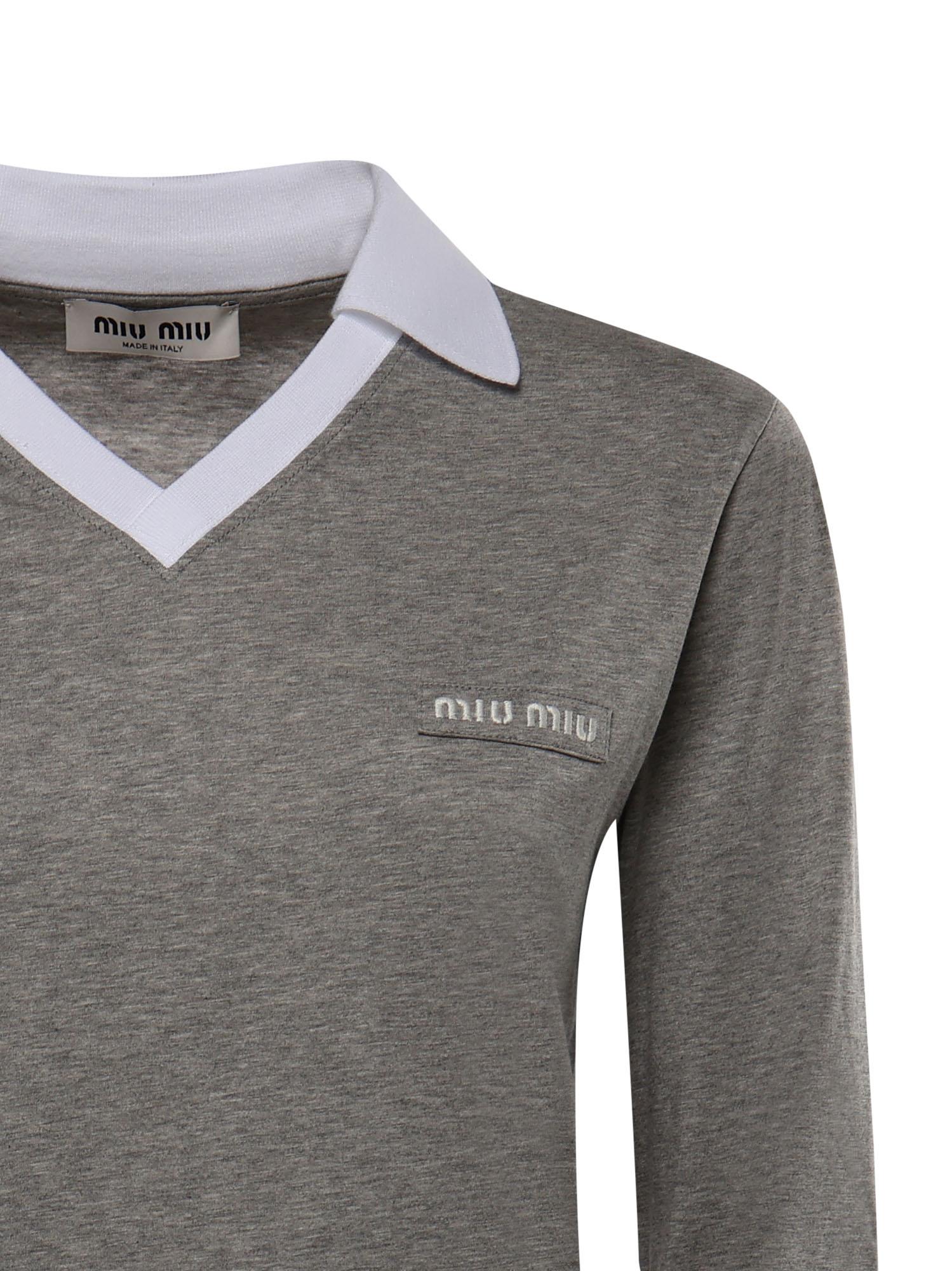 T-shirt in jersey con logo MJLA57 192QF052N MIU MIU 