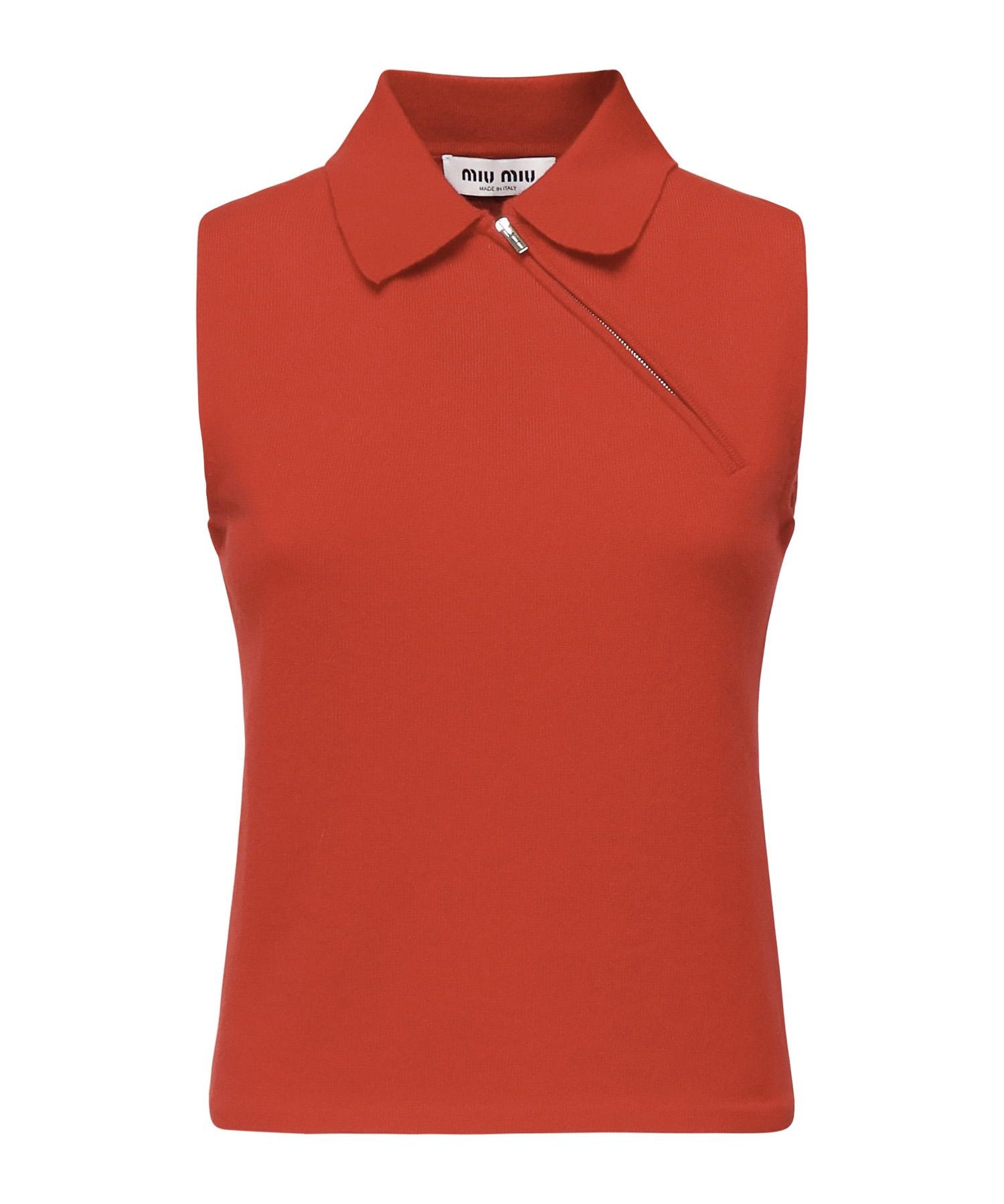 Polo smanicata in cashmere MML00D 18A9F0011 MIU MIU 