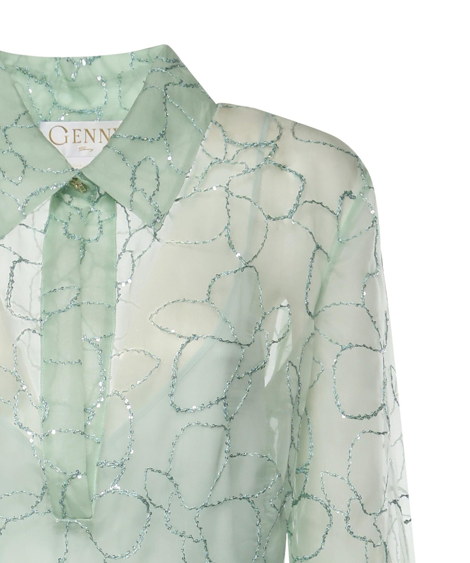 Abito in organza seta con ricamo orchidee 80AAO42F NR018197 GENNY 