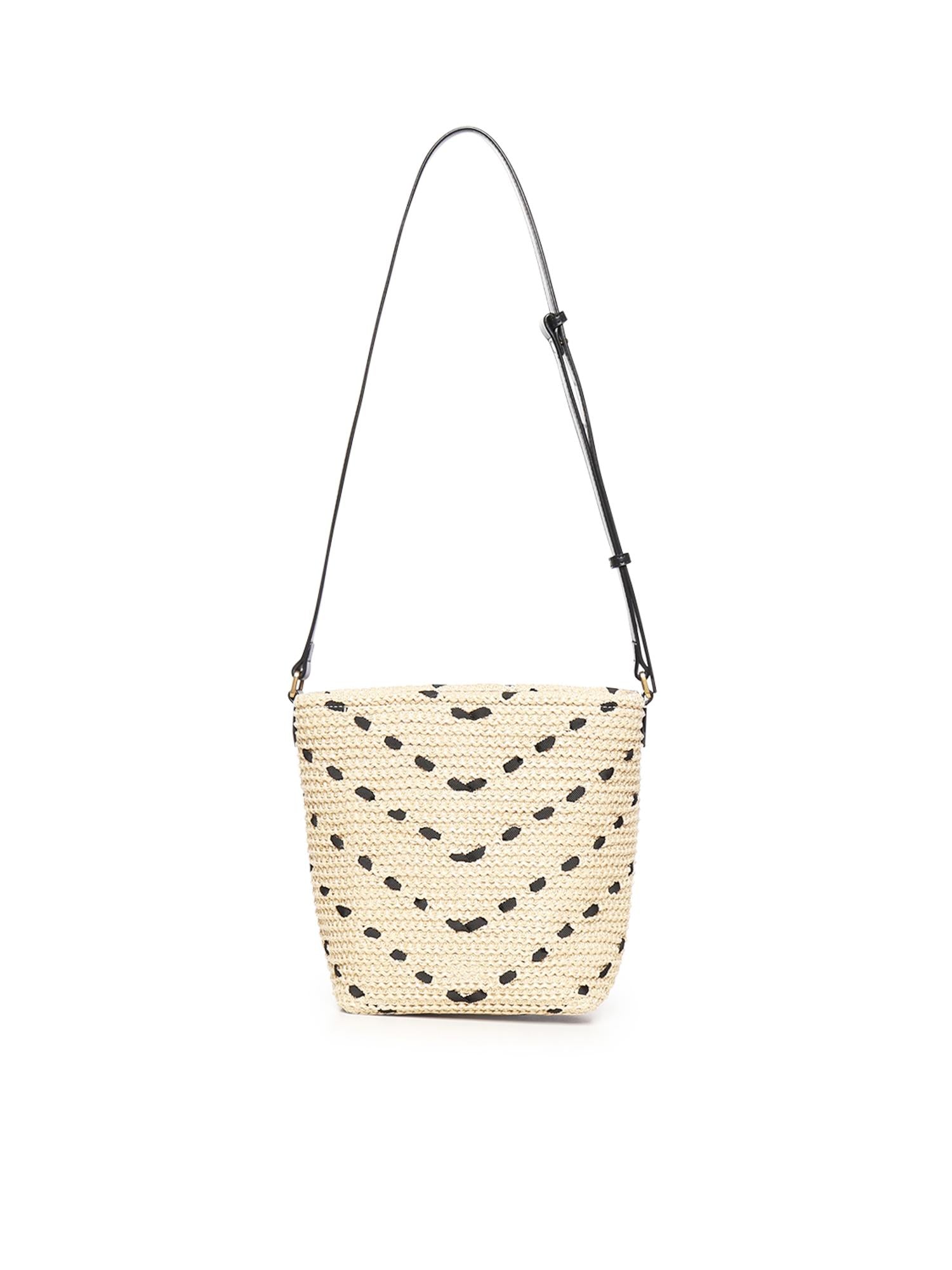 Borsa a tracolla Bucket Mini in rafia con motivo chevron 106835 A391HZ3Q PINKO 