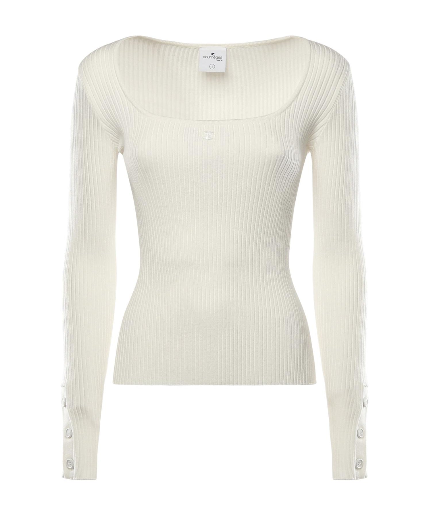 Top Heritage in maglia a costine 126MT0479FI0001 0001 COURREGES 