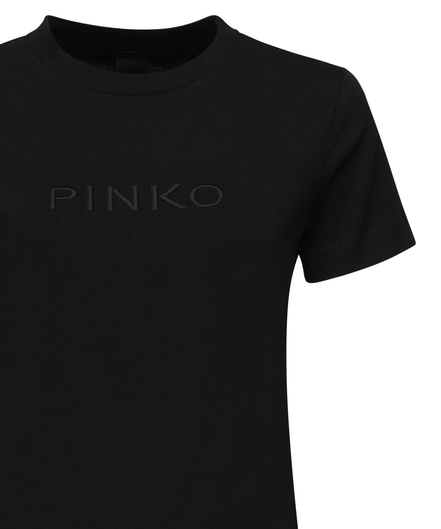T-shirt con ricamo logo lettering 101752 A2RDZ99 PINKO 