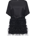 Abito in raso lucido con piume 105738 A2UUZ99 PINKO 
