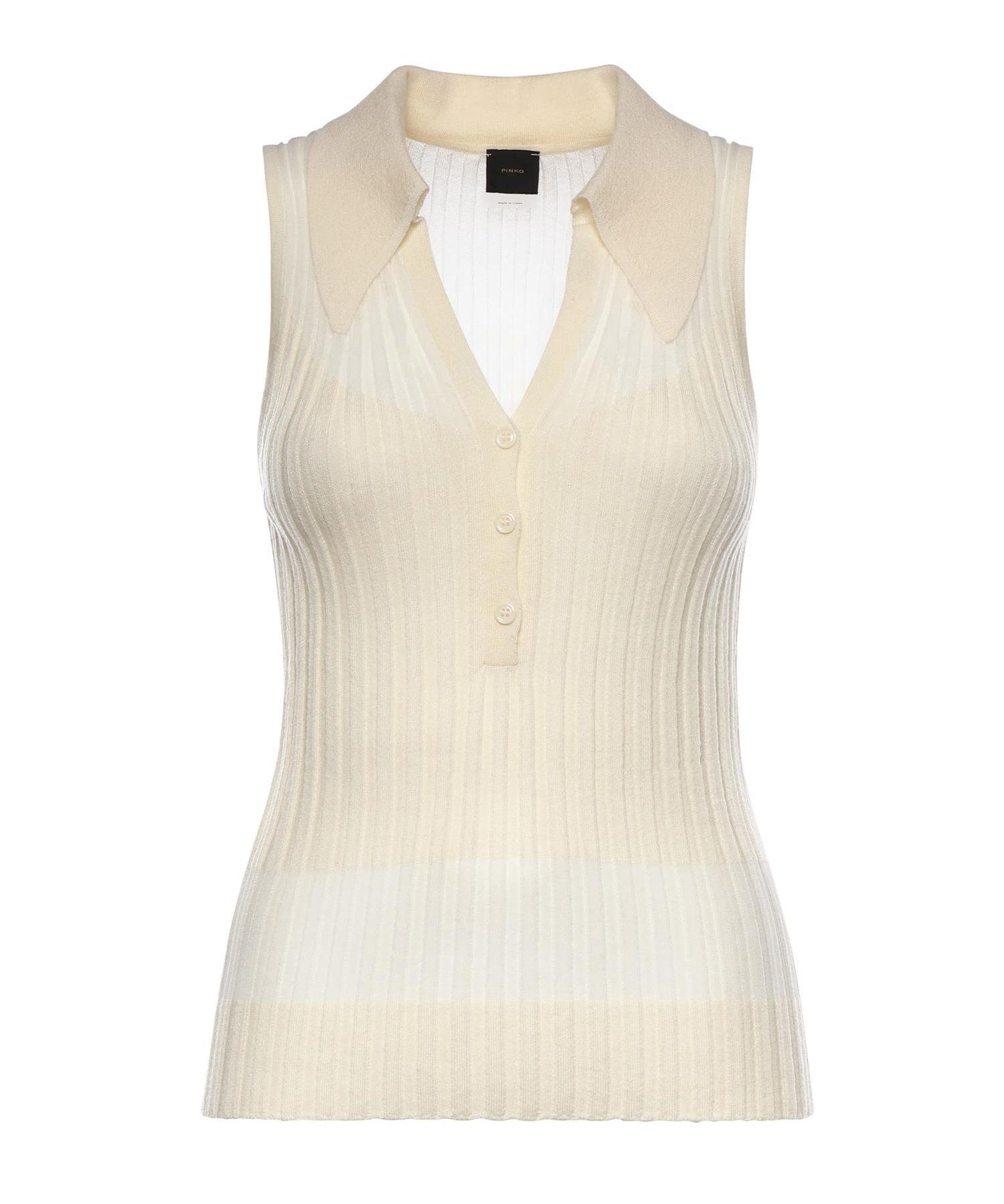 Canotta a polo in maglia a coste 106318 A34BC14 PINKO 