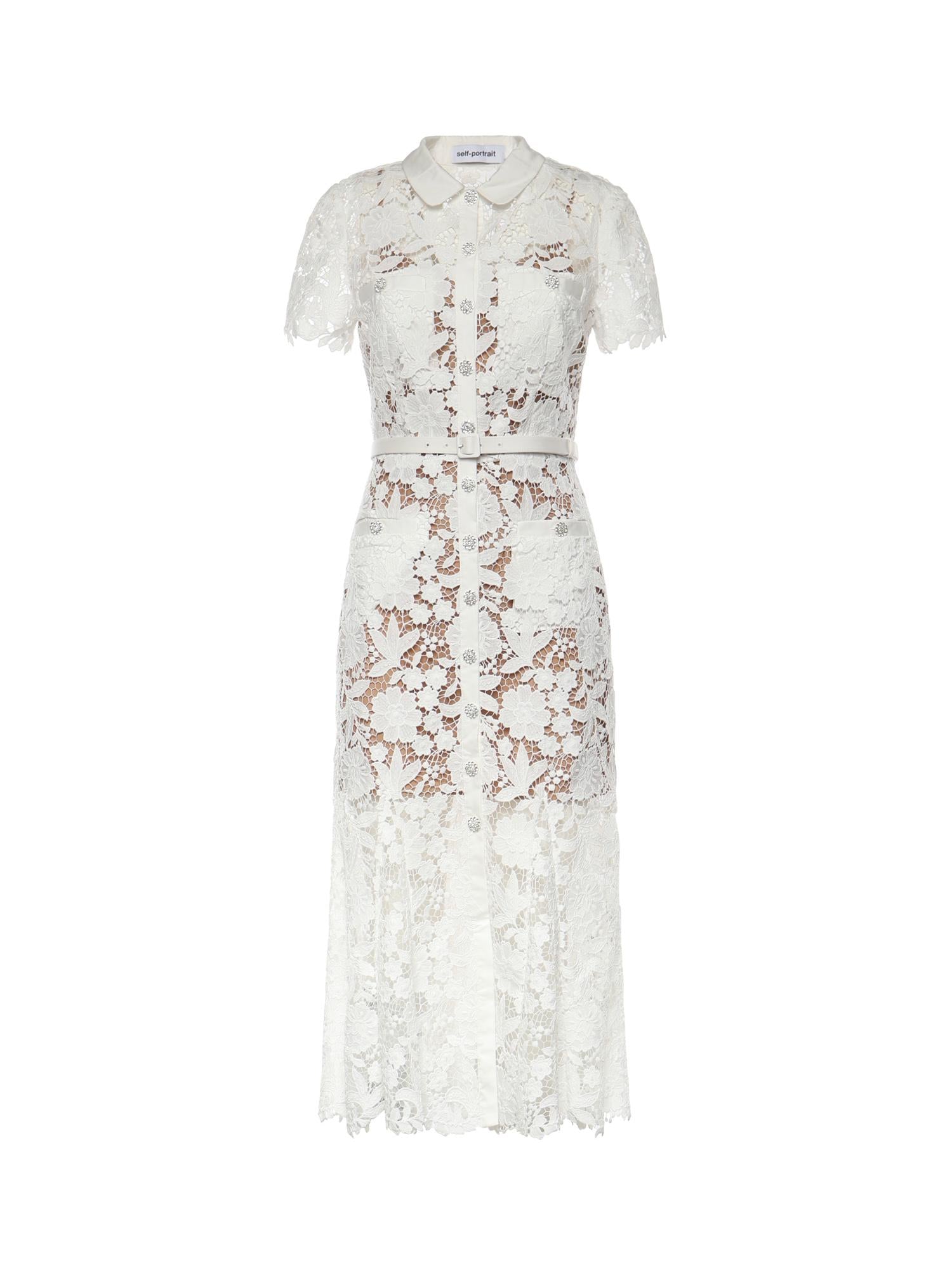 Abito midi in pizzo SS26096M W SELF-PORTRAIT 