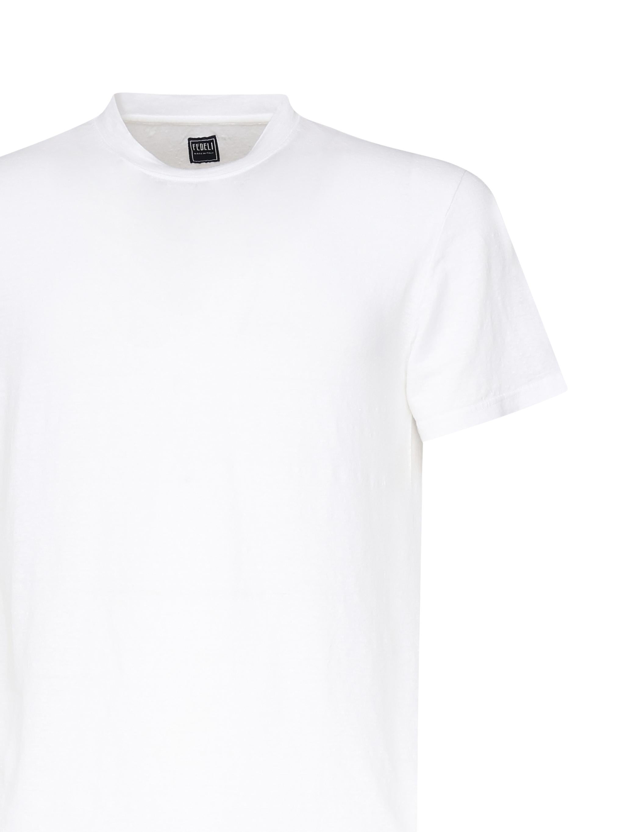 T-shirt manica corta in lino<BR/> 8UED0151 41 FEDELI 