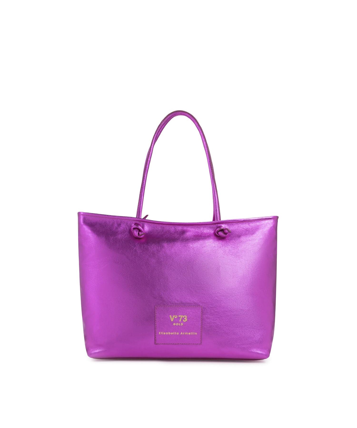 Borsa shopping in pelle con logo 73BP9VT01 LOLLI POPPOP PINK V° 73 