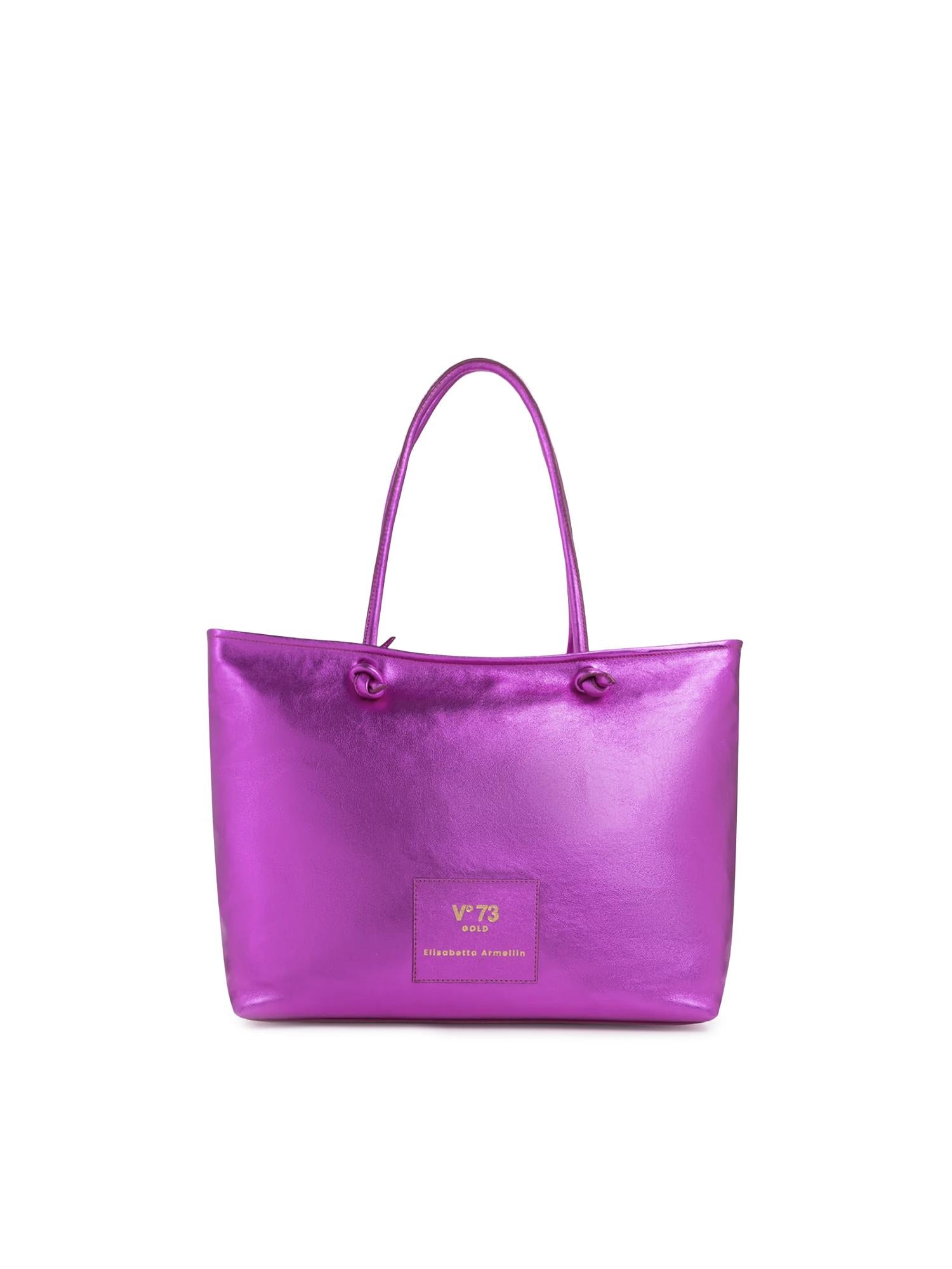 Borsa shopping in pelle con logo 73BP9VT01 LOLLI POPPOP PINK V° 73 