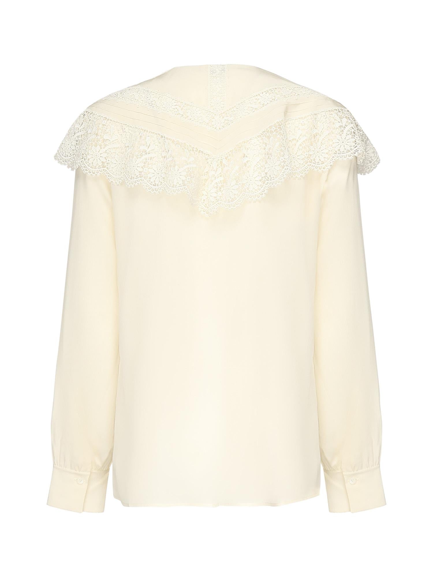 Blusa arricciata in seta e pizzo CHC25AHT56077 114 CHLOÉ 