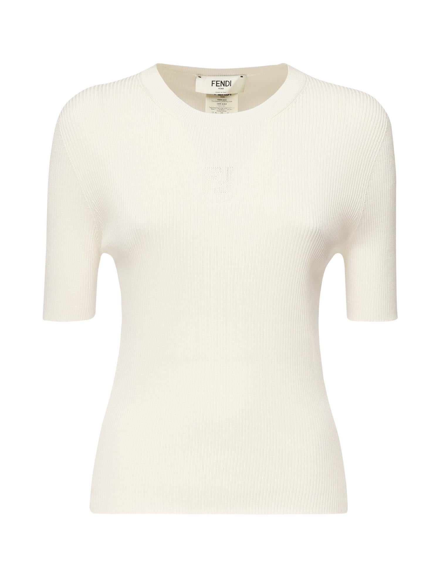 Maglia in seta e cotone con logo FZXD61 AUI4F08QQ FENDI 