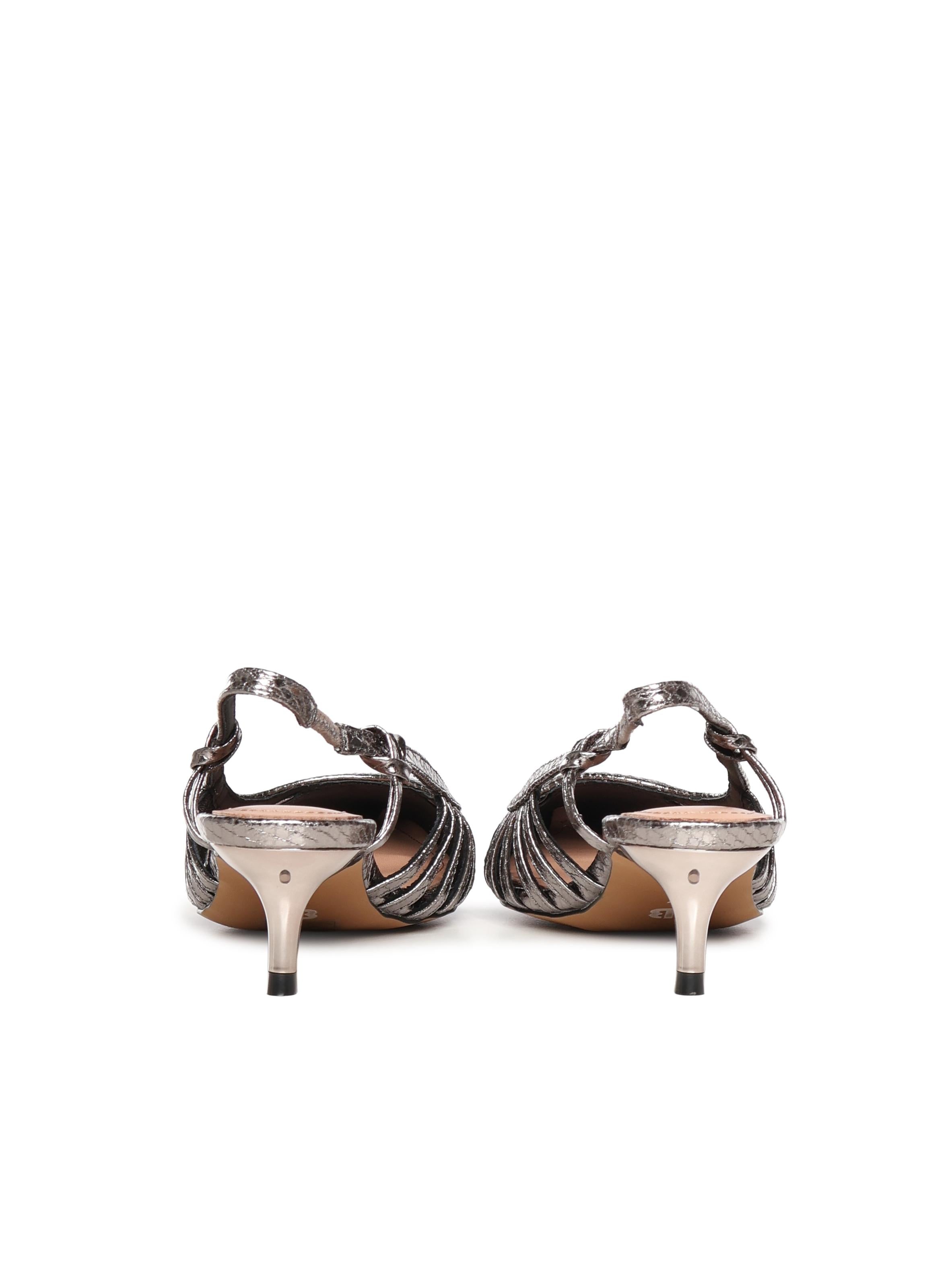 Pumps slingback in pelle metalizzata 774Z94HG PLOMO BIBI LOU 