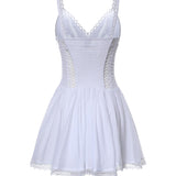 Miniabito Gardenia in voile di cotone e pizzo 261602 WHITE CHARO RUIZ 