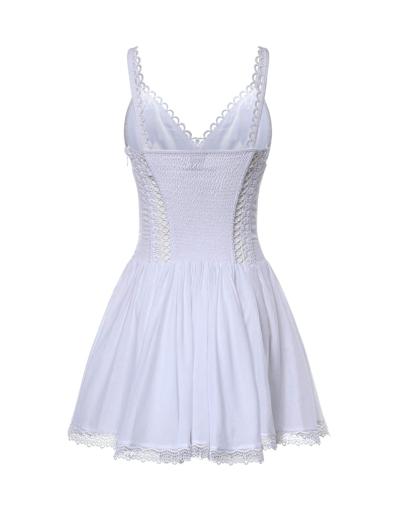 Miniabito Gardenia in voile di cotone e pizzo 261602 WHITE CHARO RUIZ 