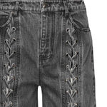 Jeans a gamba dritta con lacci 115069 100 ROTATE 
