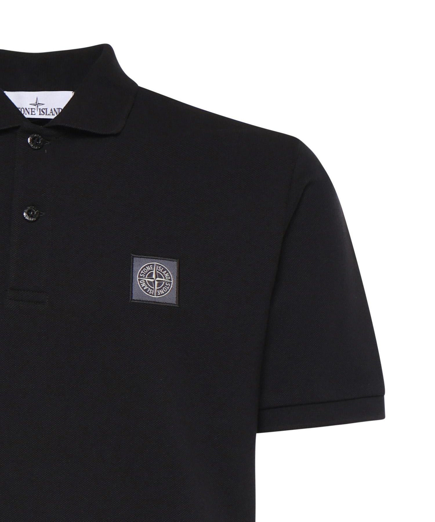 Polo in piqué di cotone con patch Compass L1S152200011 S0039V0029 STONE ISLAND 