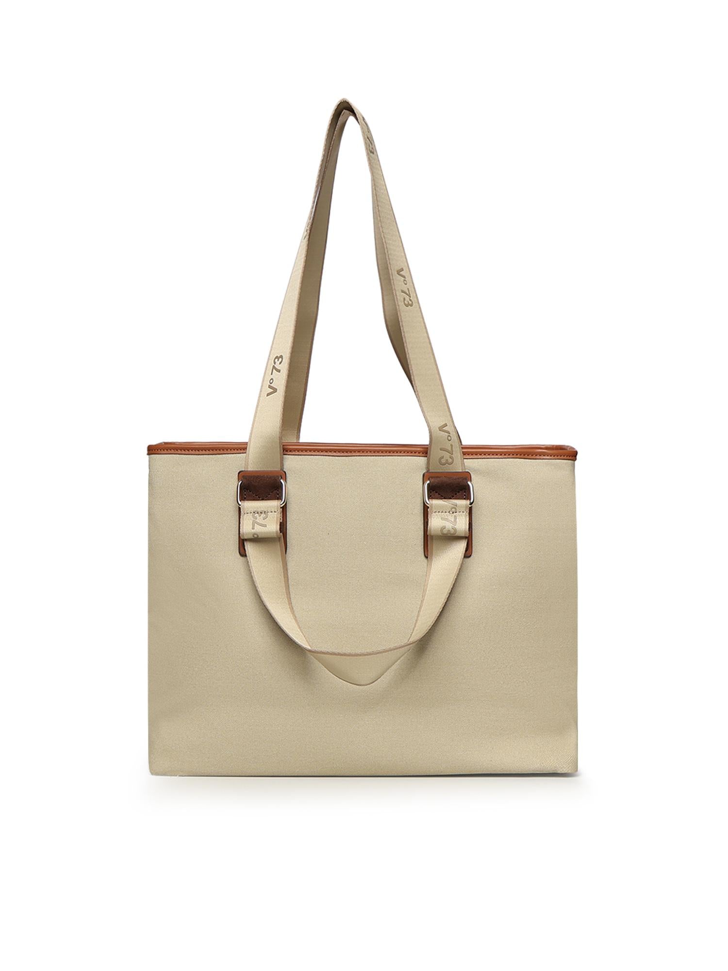 Borsa shopping Tita con logo 73BS9TZ01C TITABEIGE/CUOIO V° 73 