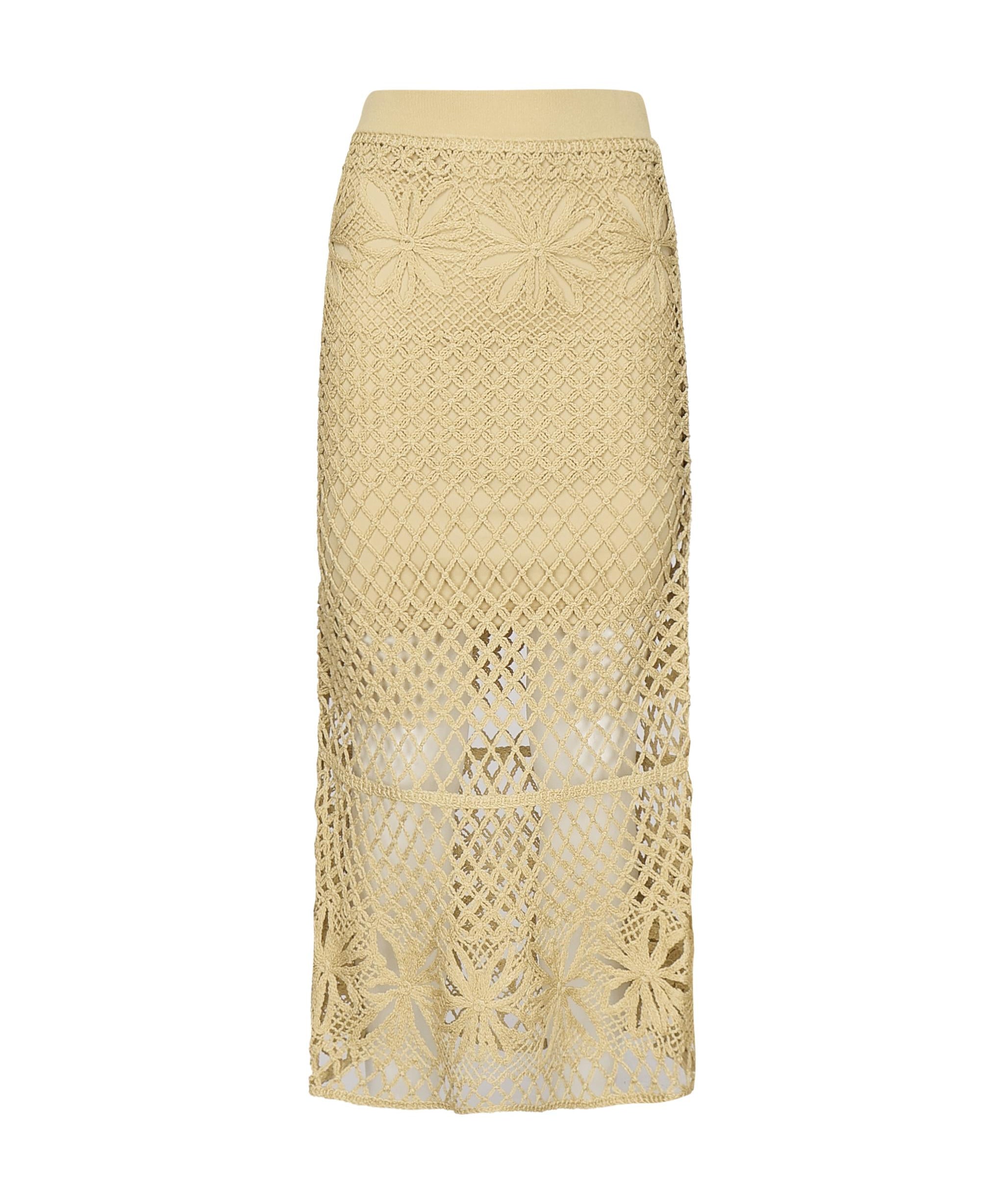Gonna lunga effetto crochet fantasia 104732 A2FFC43 PINKO 