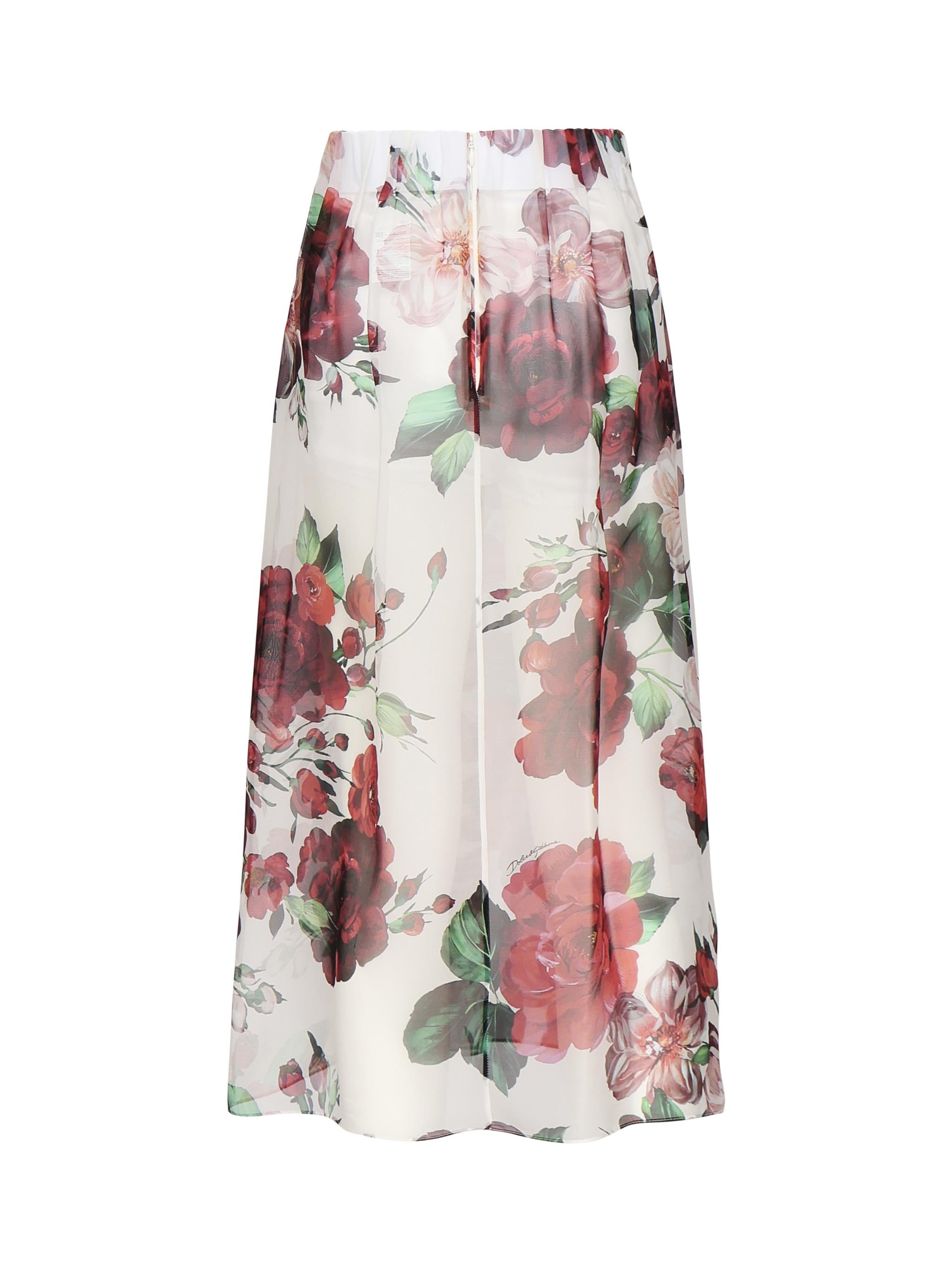 Gonna longuette stampa Rose F4BBOT IS1Y6HA5PD DOLCE & GABBANA 