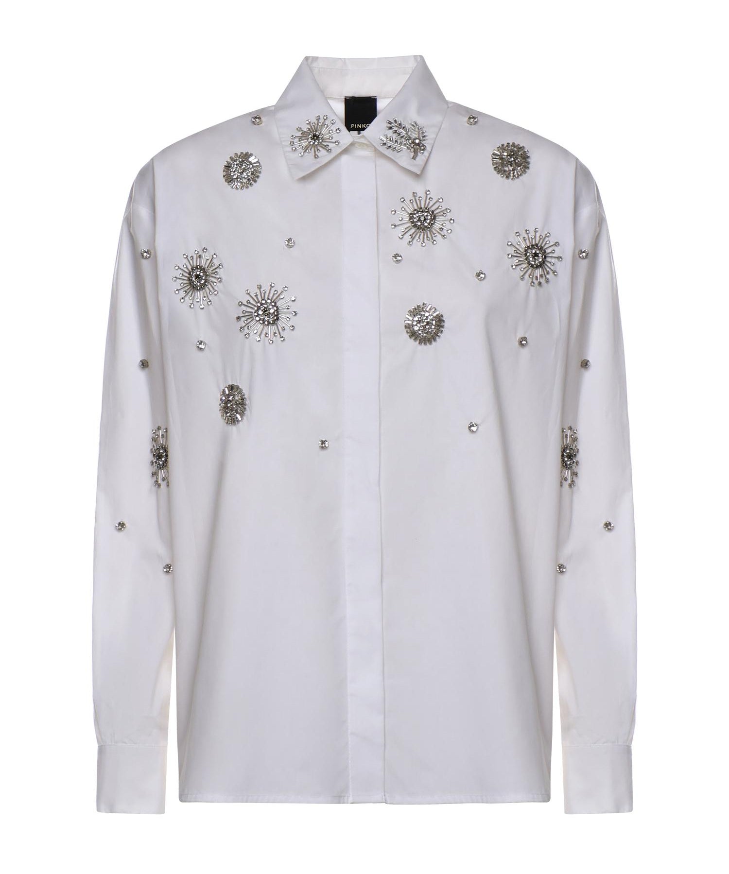 Camicia con cristalli in cotone 106225 A31WZ04 PINKO 