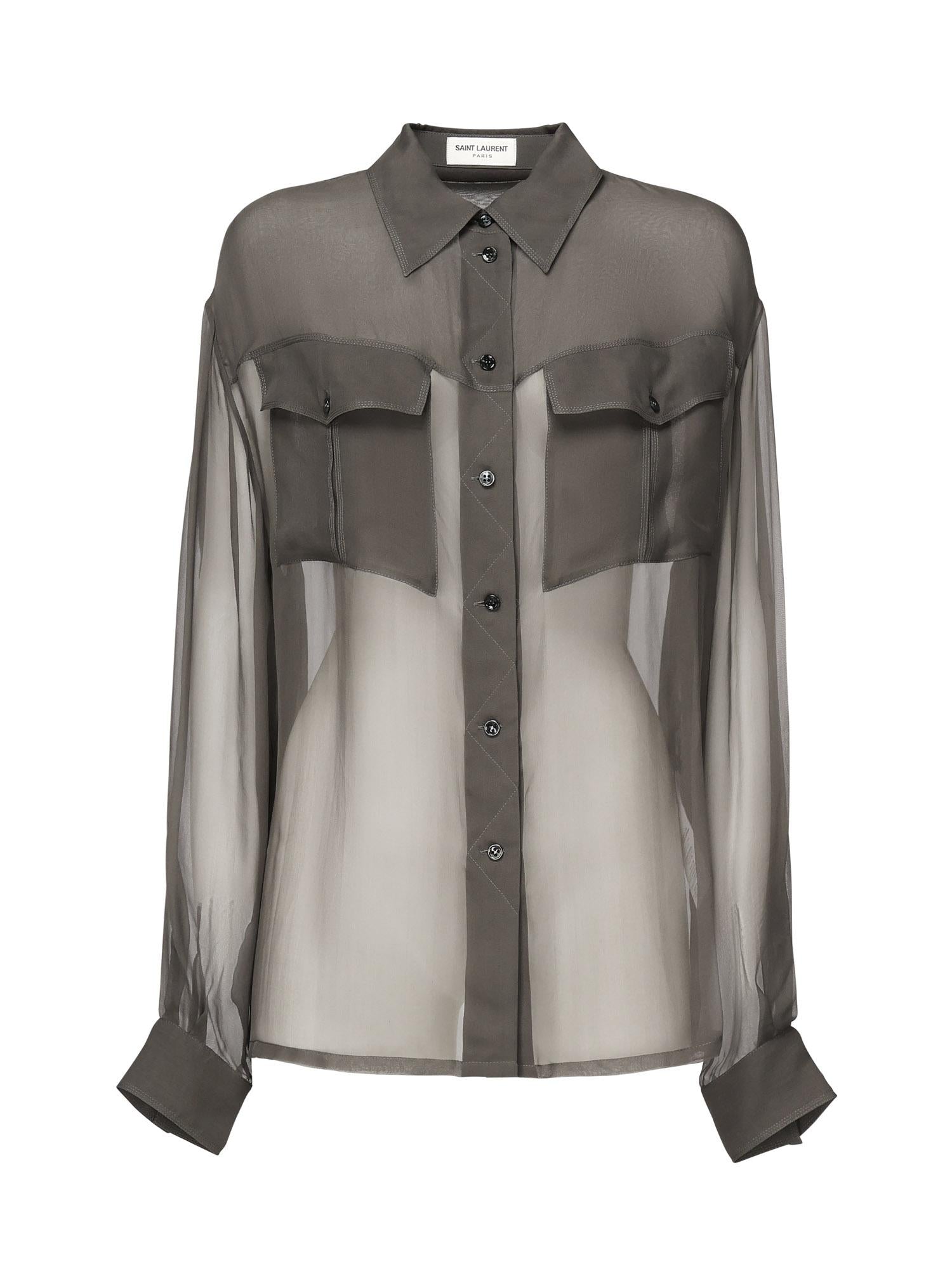 Camicia in chiffon trasparente 788262 Y065W3261 SAINT LAURENT 
