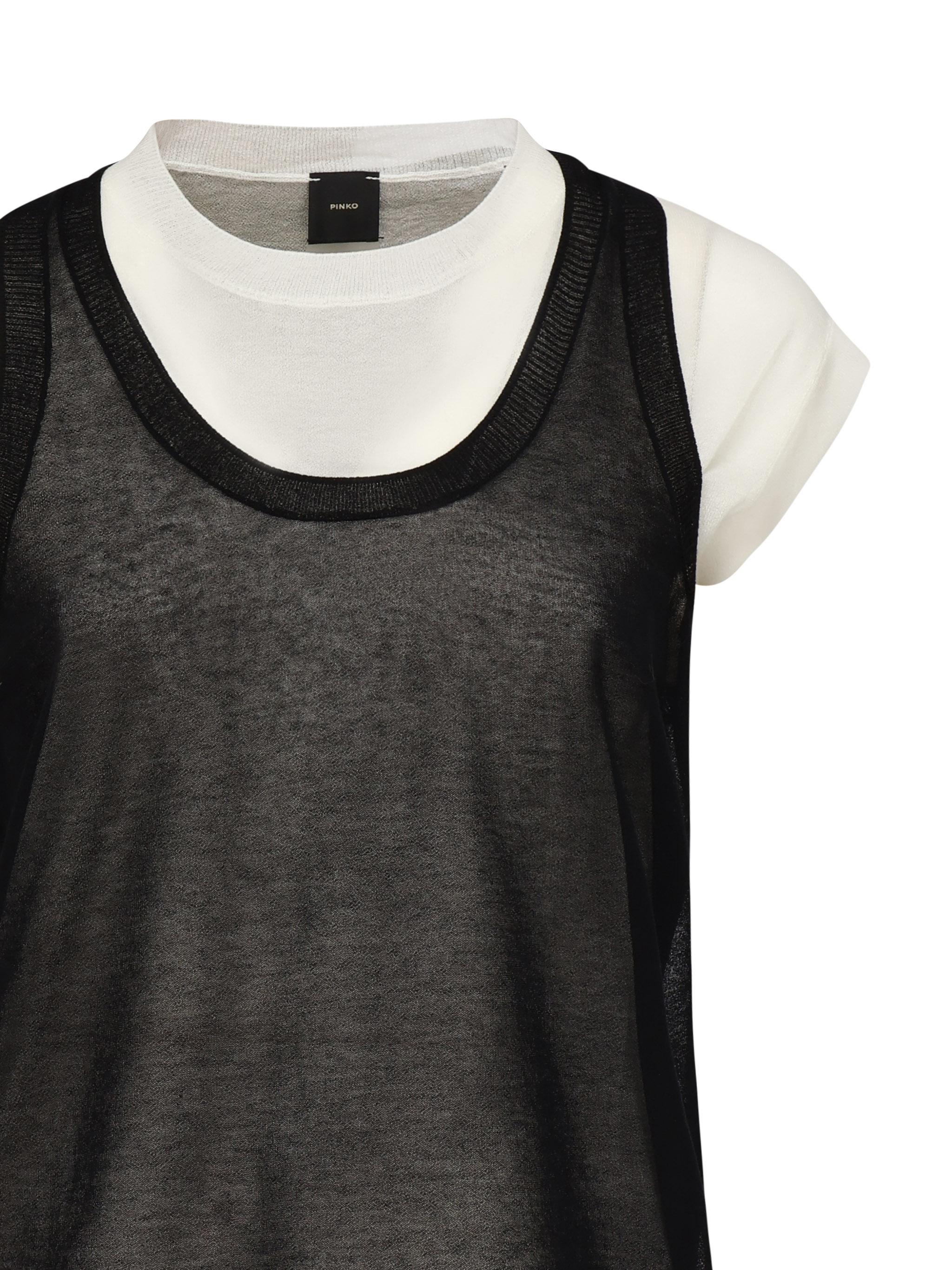 T-shirt con maniche asimmetriche e canotta abbinata 105152 A2LSZZ2 PINKO 