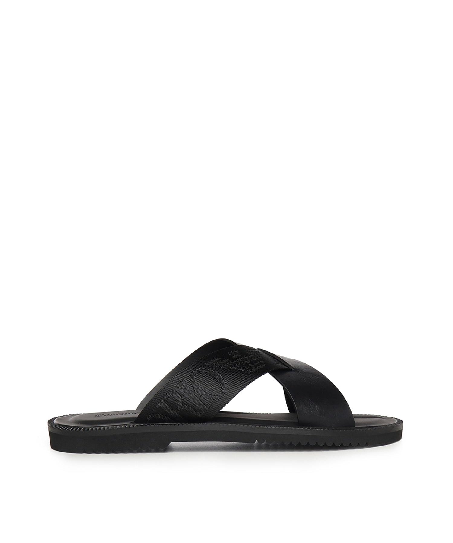 Sandali crossed in pelle e nastro con logo X4P124 XN787K001 EMPORIO ARMANI 