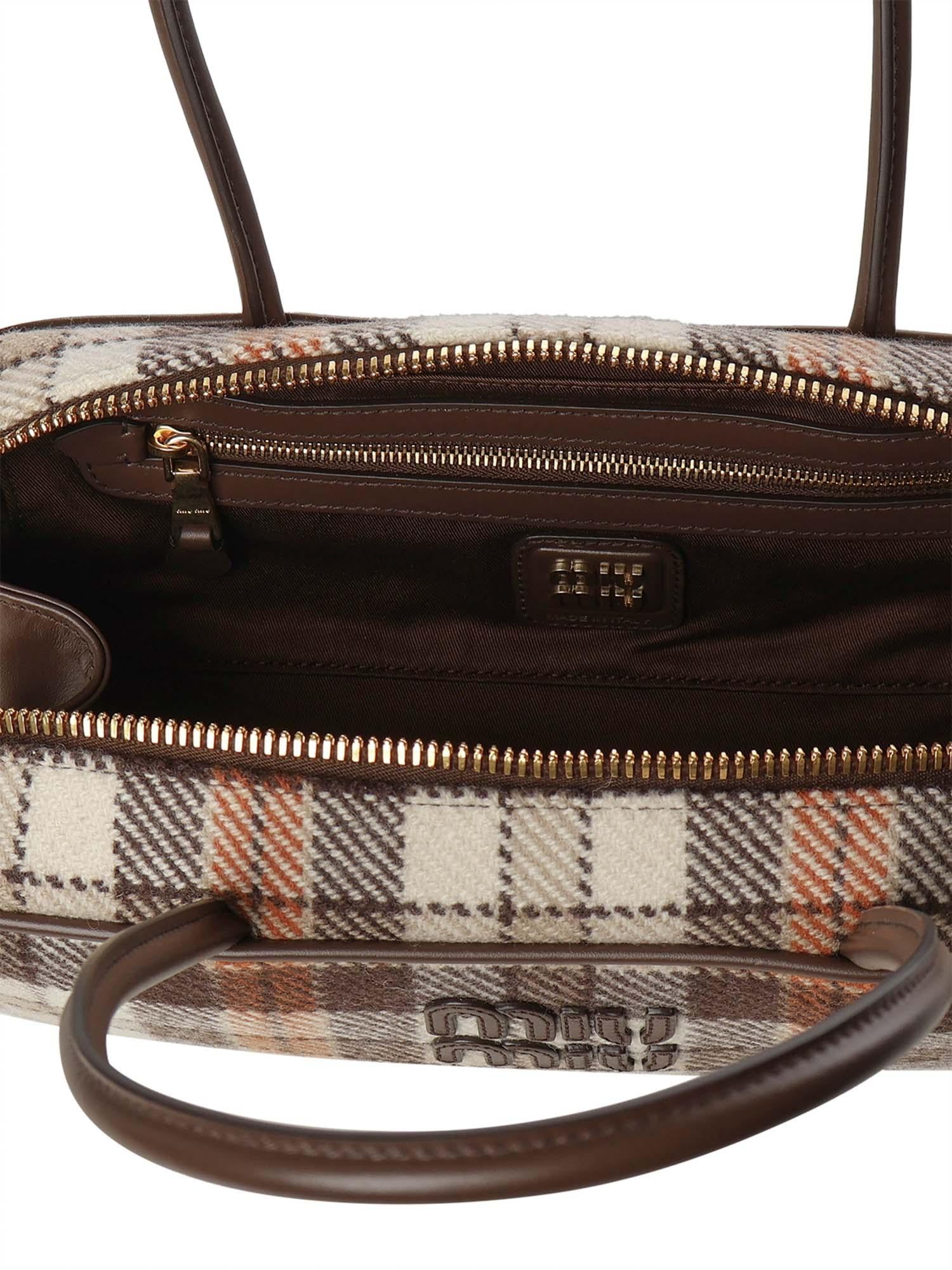 Bauletto Beau in tartan con dettagli in pelle<BR/> 5BB173 2DU5F0Z0F MIU MIU 